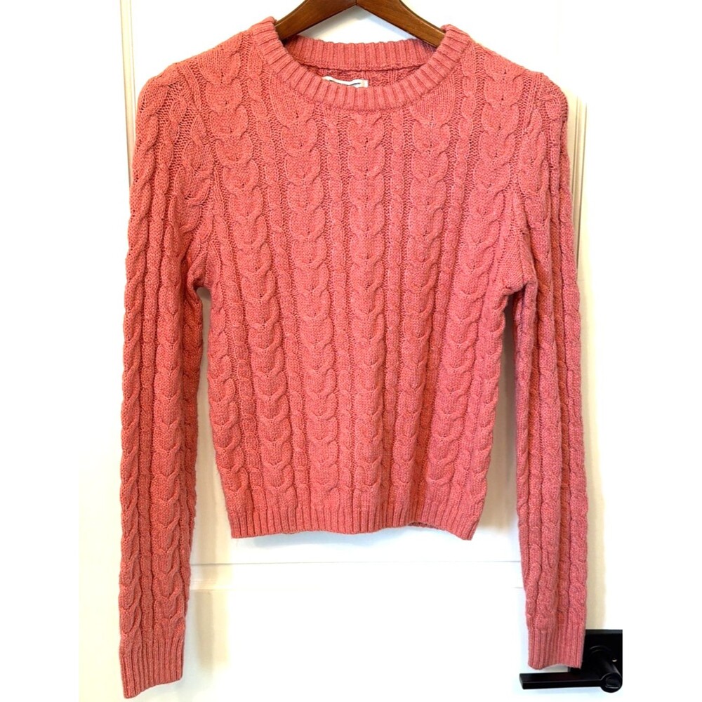 NWOT American Eagle Cable Knit Cotton Blend Sweater S Peach Preppy Soft Feminine